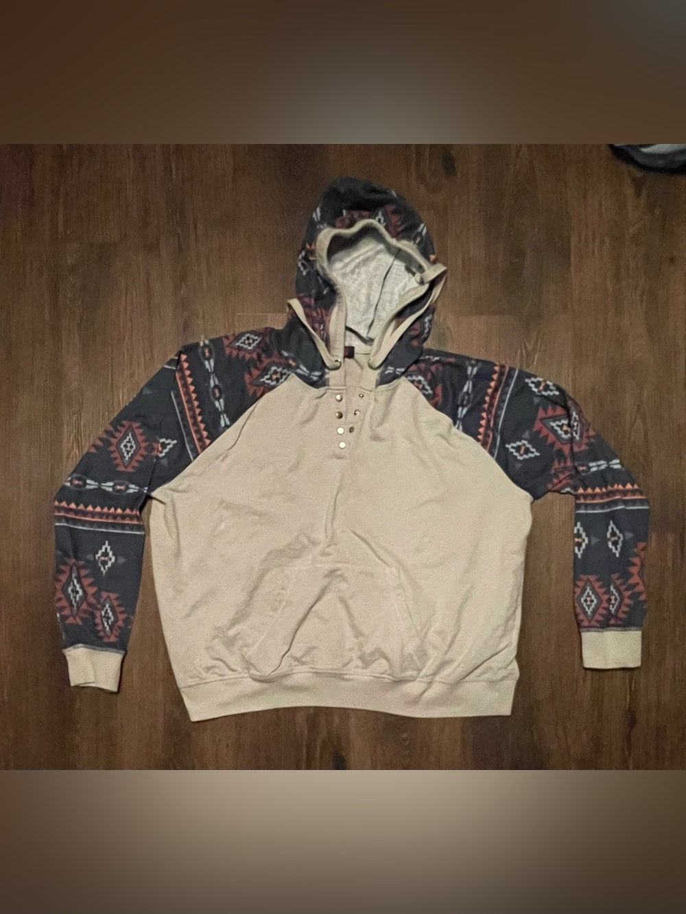 Rock & Roll Denim Women’s Aztec tribal Pullover Hoodie Black Gray Size XXL